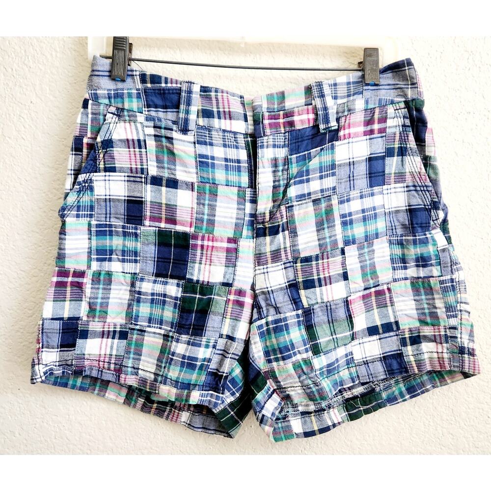 Sonoma Blue Multicolor Plaid Shorts 6 Lightweight Flat Front Slashed Pockets